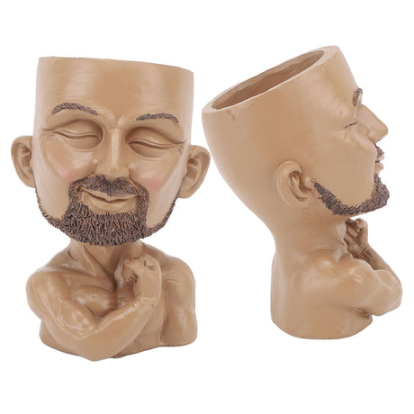 Head Planter Resin Face Planter Weather Resistance Drain Hole Plant Pot for Home Garden Office Dark Color