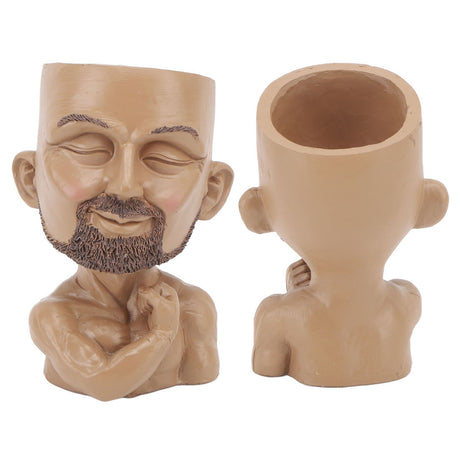 Head Planter Resin Face Planter Weather Resistance Drain Hole Plant Pot for Home Garden Office Dark Color