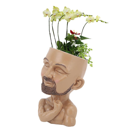Head Planter Resin Face Planter Weather Resistance Drain Hole Plant Pot for Home Garden Office Dark Color