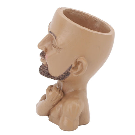 Head Planter Resin Face Planter Weather Resistance Drain Hole Plant Pot for Home Garden Office Dark Color