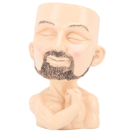 Head Planter Resin Face Planter Weather Resistance Drain Hole Plant Pot for Home Garden Office Light Color