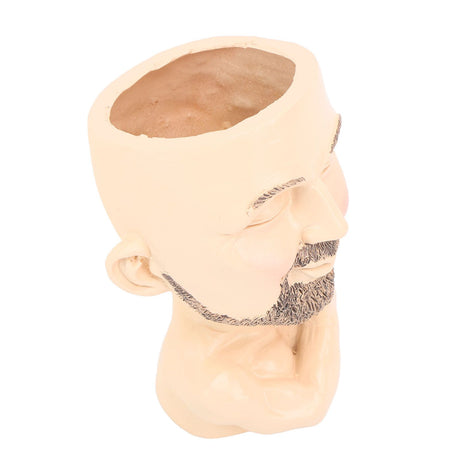 Head Planter Resin Face Planter Weather Resistance Drain Hole Plant Pot for Home Garden Office Light Color