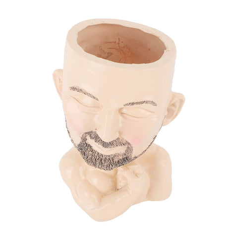 Head Planter Resin Face Planter Weather Resistance Drain Hole Plant Pot for Home Garden Office Light Color