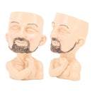 Head Planter Resin Face Planter Weather Resistance Drain Hole Plant Pot for Home Garden Office Light Color