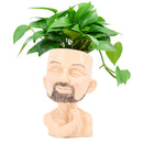Head Planter Resin Face Planter Weather Resistance Drain Hole Plant Pot for Home Garden Office Light Color