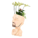 Head Planter Resin Face Planter Weather Resistance Drain Hole Plant Pot for Home Garden Office Light Color