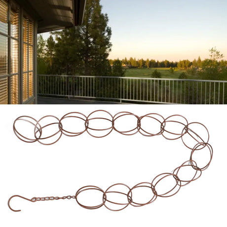 Metal Rain Chain Drainage Function Decorative Ring Wind Chime with Hook for Home Balcony Patio