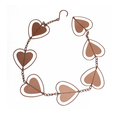 Metal Rain Chain Drainage Function Decorative Heart Shape Wind Chime with Hook for Balcony Patio Corridor