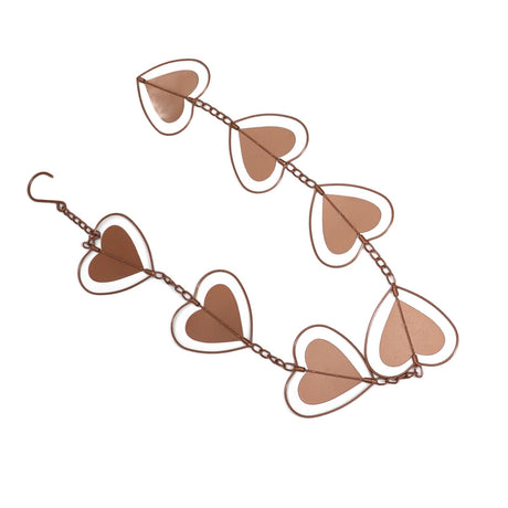 Metal Rain Chain Drainage Function Decorative Heart Shape Wind Chime with Hook for Balcony Patio Corridor