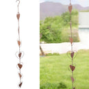 Metal Rain Chain Drainage Function Decorative Heart Shape Wind Chime with Hook for Balcony Patio Corridor