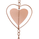 Metal Rain Chain Drainage Function Decorative Heart Shape Wind Chime with Hook for Balcony Patio Corridor
