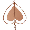 Metal Rain Chain Drainage Function Decorative Heart Shape Wind Chime with Hook for Balcony Patio Corridor