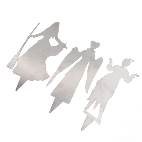 3Pcs Halloween Silhouette Yard Signs Iron Metal Witch Halloween Decorations Outdoor for Party Festivals Home