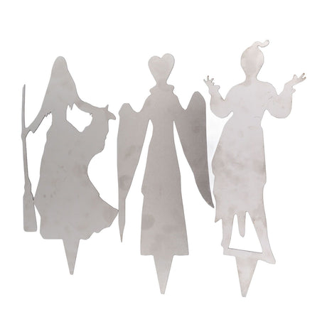 3Pcs Halloween Silhouette Yard Signs Iron Metal Witch Halloween Decorations Outdoor for Party Festivals Home
