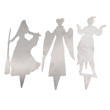 3Pcs Halloween Silhouette Yard Signs Iron Metal Witch Halloween Decorations Outdoor for Party Festivals Home