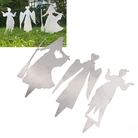 3Pcs Halloween Silhouette Yard Signs Iron Metal Witch Halloween Decorations Outdoor for Party Festivals Home