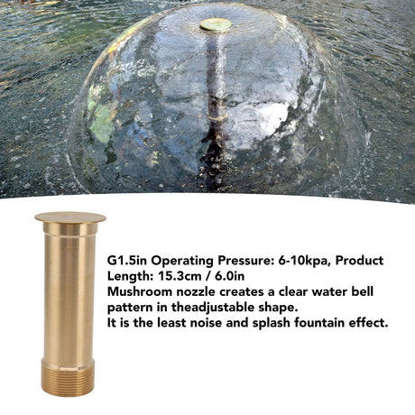 Adjustable Mushroom Fountain Nozzle with Dynamic Landscape Effects Fountain Sprinkler Nozzle Water Spray for Garden Pond Amusement Park G1.5in 15.3CM
