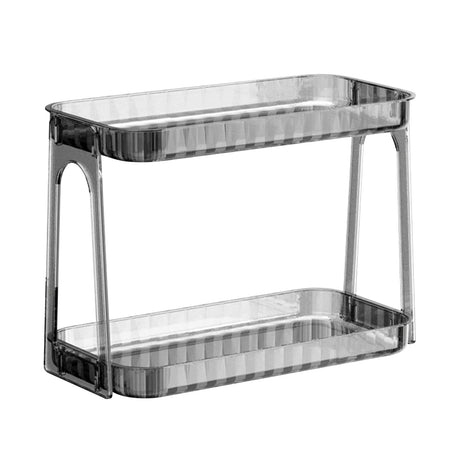 Cosmetic Storage Rack Double Layer Clear Detachable Modern Countertop Cosmetic Organizer for Dressing Table Smoke Gray