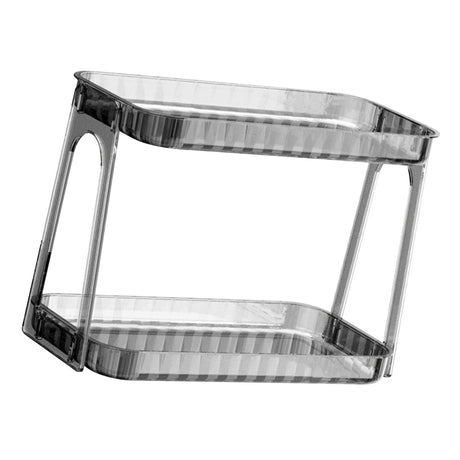 Cosmetic Storage Rack Double Layer Clear Detachable Modern Countertop Cosmetic Organizer for Dressing Table Smoke Gray