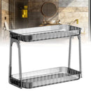 Cosmetic Storage Rack Double Layer Clear Detachable Modern Countertop Cosmetic Organizer for Dressing Table Smoke Gray