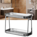 Cosmetic Storage Rack Double Layer Clear Detachable Modern Countertop Cosmetic Organizer for Dressing Table Smoke Gray