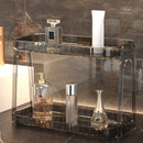 Cosmetic Storage Rack Double Layer Clear Detachable Modern Countertop Cosmetic Organizer for Dressing Table Smoke Gray