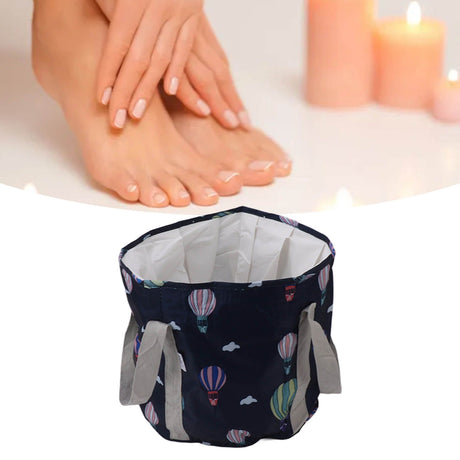 Collapsible Foot Bath Basin PVC Insulated Portable Foot Soaking Bath Tub Water Bucket with Handle for Outdoor Camping Travel Navy Blue Balloon