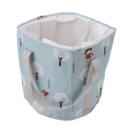 Collapsible Foot Bath Basin PVC Insulated Portable Foot Soaking Bath Tub Water Bucket with Handle for Outdoor Camping Travel Blue Small Tree
