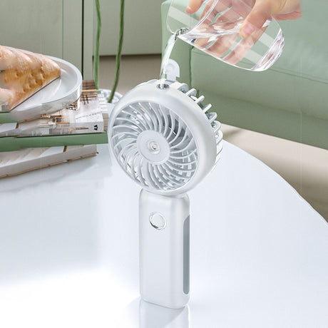 Portable Handheld Misting Fan Personal Mist Fan Spray Water Mist Fan Foldable Mini Cooling Fans 4000mAh Battery 3 Speed White