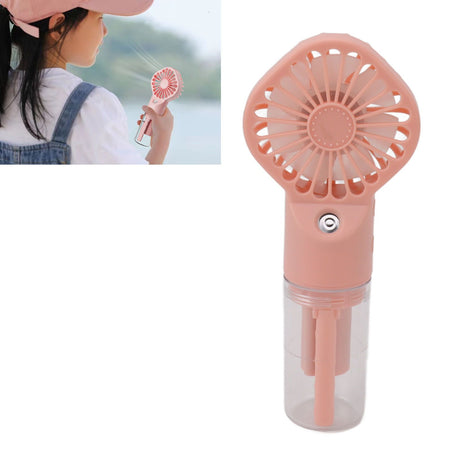Portable Handheld Misting Fan USB Rechargeable Water Spray Mist Fan with 4 Gear Speed Pink
