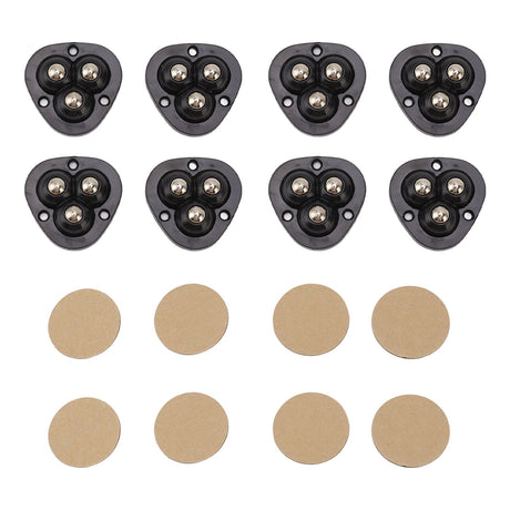 8PCS Mini Caster Wheels Self Adhesive 360 Degrees Swivel Easy Installation Stainless Steel Sticky Pulley for Appliance