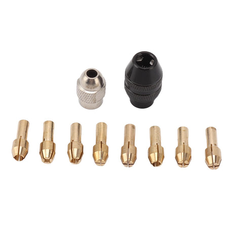 Drill Chuck Collet Set for Replacement 4485 Brass Quick Change Rotary Drill Nut Tool Set With 2 Nut 8 Brass Collet