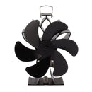 Heat Powered Stove Fan 6 Blade Aluminum Alloy Low Noise Wood Stove Fireplace Fan for Home Log Burning Stove Black