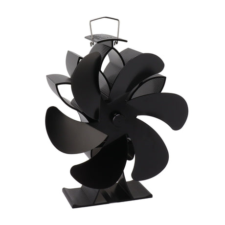 Heat Powered Stove Fan 6 Blade Aluminum Alloy Low Noise Wood Stove Fireplace Fan for Home Log Burning Stove Black
