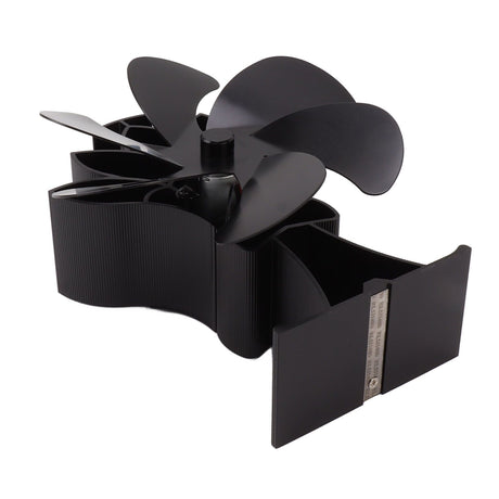 Heat Powered Stove Fan 6 Blade Aluminum Alloy Low Noise Wood Stove Fireplace Fan for Home Log Burning Stove Black