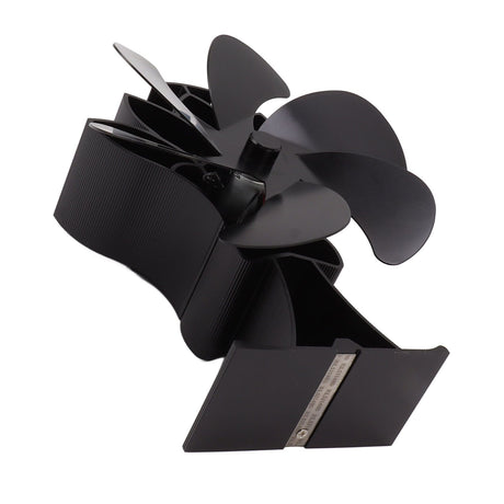 Heat Powered Stove Fan 6 Blade Aluminum Alloy Low Noise Wood Stove Fireplace Fan for Home Log Burning Stove Black