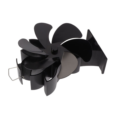 Heat Powered Stove Fan 6 Blade Aluminum Alloy Low Noise Wood Stove Fireplace Fan for Home Log Burning Stove Black