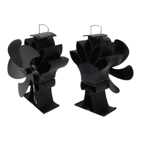 Heat Powered Stove Fan 6 Blade Aluminum Alloy Low Noise Wood Stove Fireplace Fan for Home Log Burning Stove Black