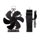 Heat Powered Stove Fan 6 Blade Aluminum Alloy Low Noise Wood Stove Fireplace Fan for Home Log Burning Stove Black