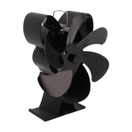 6 Blade Heat Powered Stove Fan for Wood Fireplace Chimney Fireplace Fan Increases Warm Air Silent Operation Black