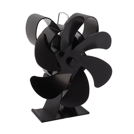 6 Blade Heat Powered Stove Fan for Wood Fireplace Chimney Fireplace Fan Increases Warm Air Silent Operation Black
