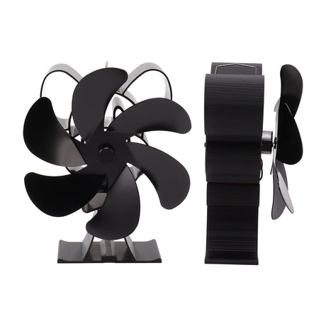 6 Blade Heat Powered Stove Fan for Wood Fireplace Chimney Fireplace Fan Increases Warm Air Silent Operation Black
