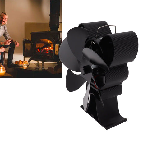 6 Blade Heat Powered Stove Fan for Wood Fireplace Chimney Fireplace Fan Increases Warm Air Silent Operation Black