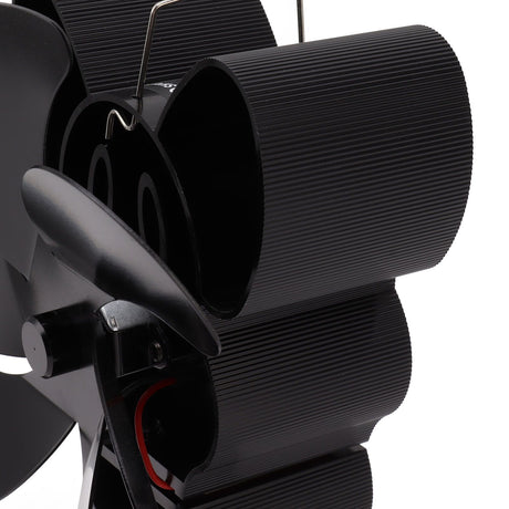 6 Blade Heat Powered Stove Fan for Wood Fireplace Chimney Fireplace Fan Increases Warm Air Silent Operation Black