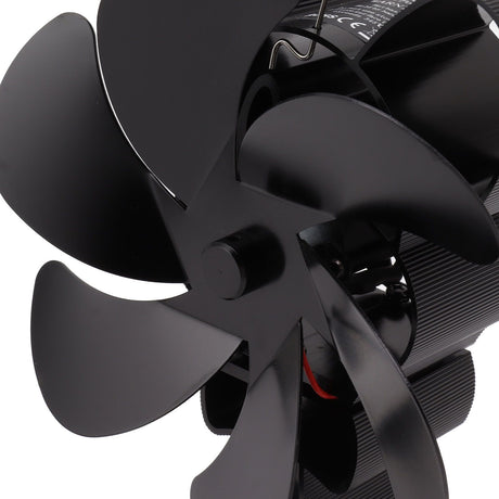 6 Blade Heat Powered Stove Fan for Wood Fireplace Chimney Fireplace Fan Increases Warm Air Silent Operation Black