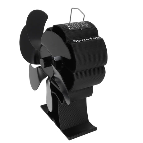 Black 6 Blade Heat Powered Stove Fan Thermodynamically Driven Fireplace Fan for Heat Dissipation