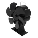 Black 6 Blade Heat Powered Stove Fan Thermodynamically Driven Fireplace Fan for Heat Dissipation