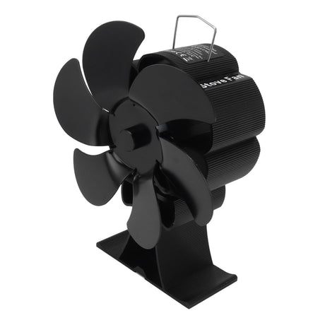Black 6 Blade Heat Powered Stove Fan Thermodynamically Driven Fireplace Fan for Heat Dissipation