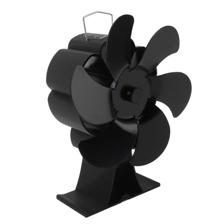 Black 6 Blade Heat Powered Stove Fan Thermodynamically Driven Fireplace Fan for Heat Dissipation