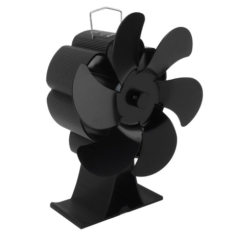 Black 6 Blade Heat Powered Stove Fan Thermodynamically Driven Fireplace Fan for Heat Dissipation